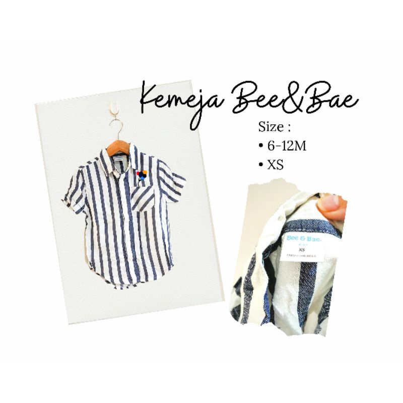 Kemeja Lengan Pendek Anak Baby Boy Girl Kids Bee&Bae Garis