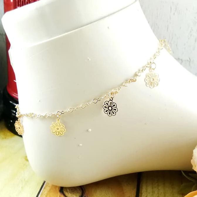 Kini Hadir Gg0264 - Gelang Kaki Lapis Emas 18K Karat Model India Bohemian