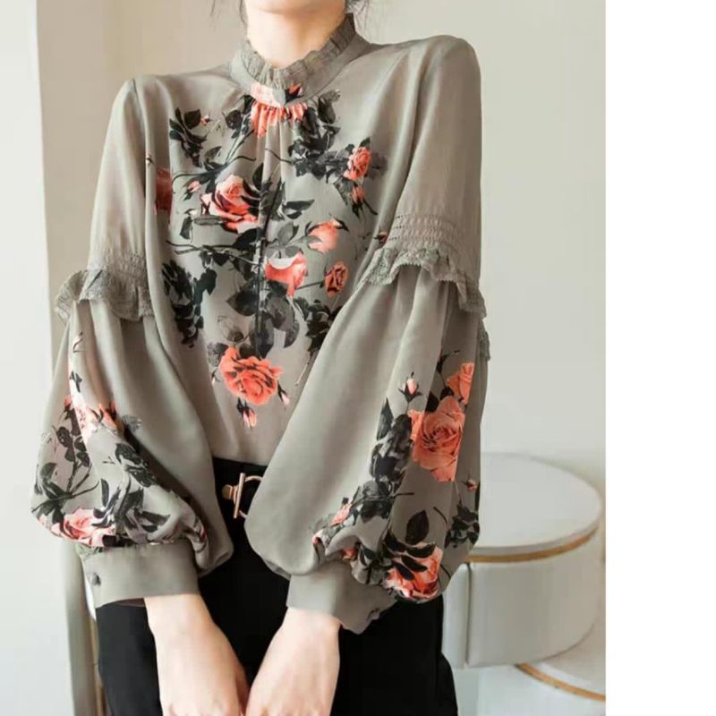 MDLV ~ 5365 GINA PLACEMENT PRINT TOP BLOUSE PREMIUM BLOUSE KOREA BLOUSE WANITA FASHION IMPORT