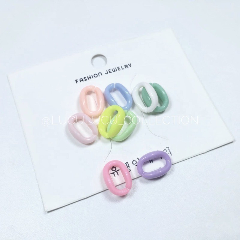 Rantai Plastik C (10 pcs) / Rantai Plastik Warna Warni / Rantai Akrilik / Bahan Kalung Strap Masker