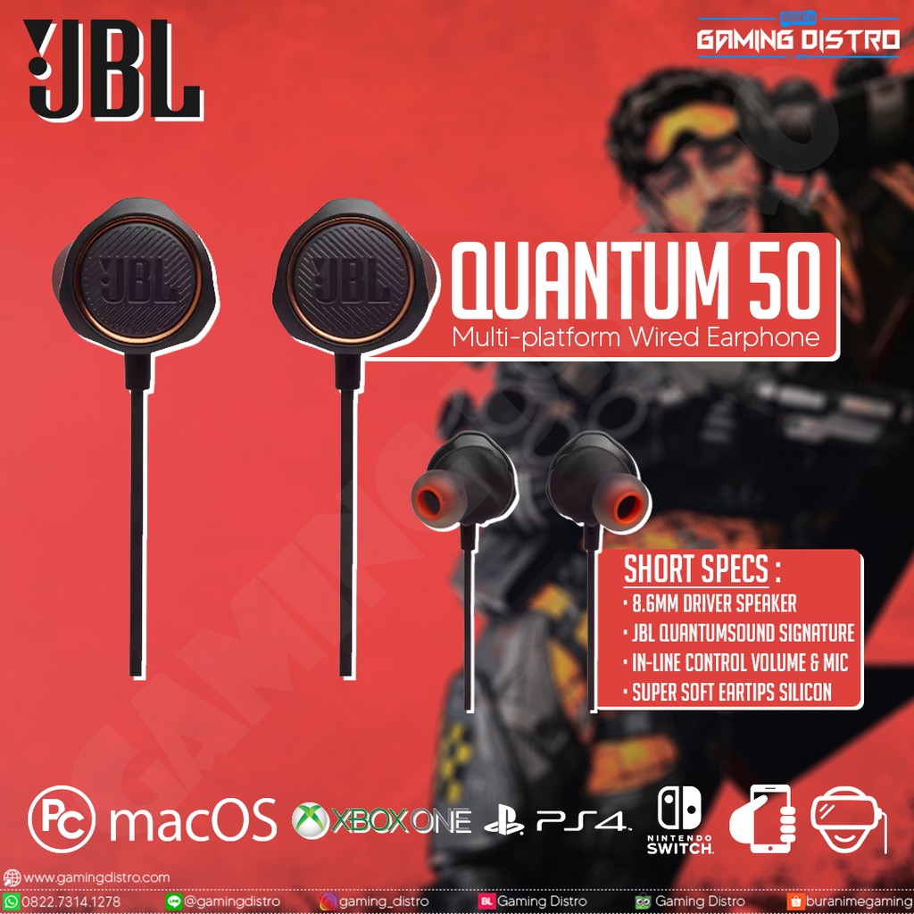 Headset Gaming JBL Quantum 50 - JBL Q50 In-Ear With Volume Slider