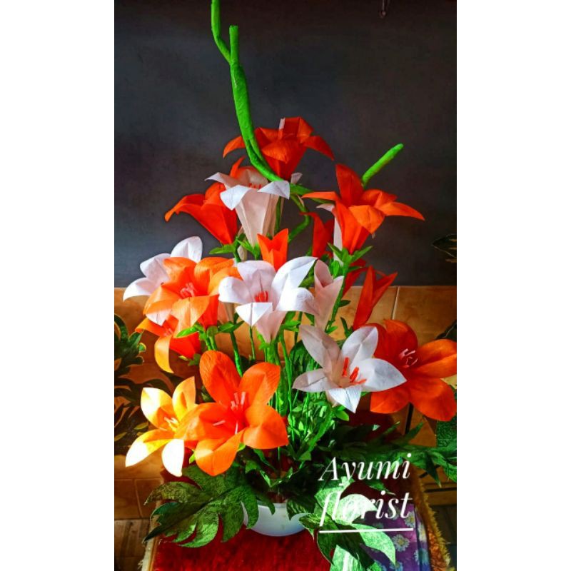 Bunga hias sudut dari plastik kresek hand made