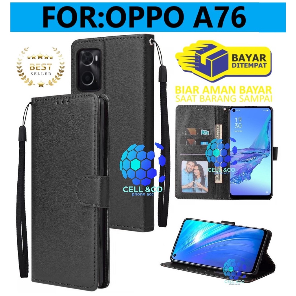 NEW OPPO A76 CASE FLIP LEATHER WALLET PREMIUM FLIP CASE BUKA TUTUP KESING HP CASING FLIP CASE WALLET OPPO A76