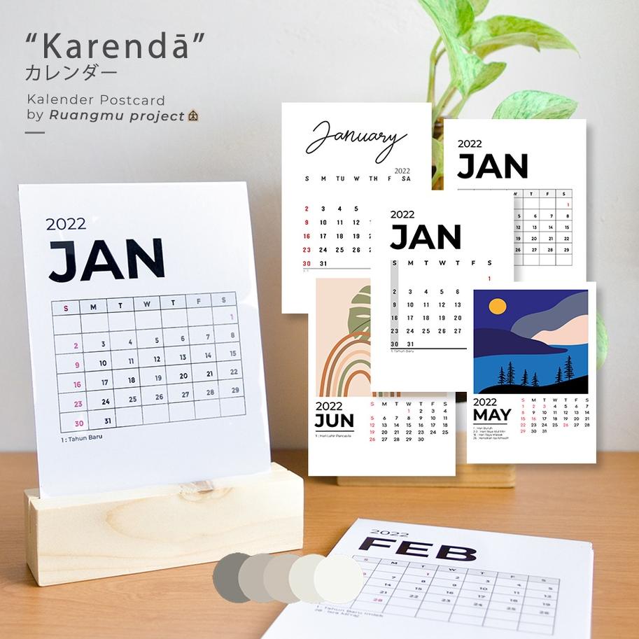 

⇎ Kalender Meja Minimalis 2022 aesthetic + penyangga kayu | desk calendar | by Ruangmu Project ㊯