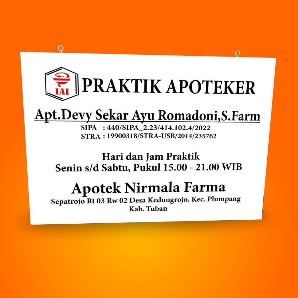 

{Z-AVO) {♥) Papan Nama Apotek / Apoteker {pasti dikirim)