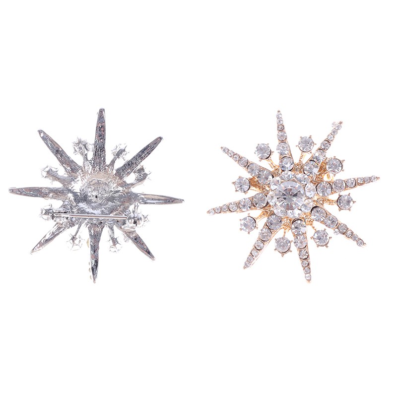 Hbid Bros Bentuk Snowflake Warna Silver Aksen Berlian Imitasi Untuk Hadiah Natal / Pernikahan