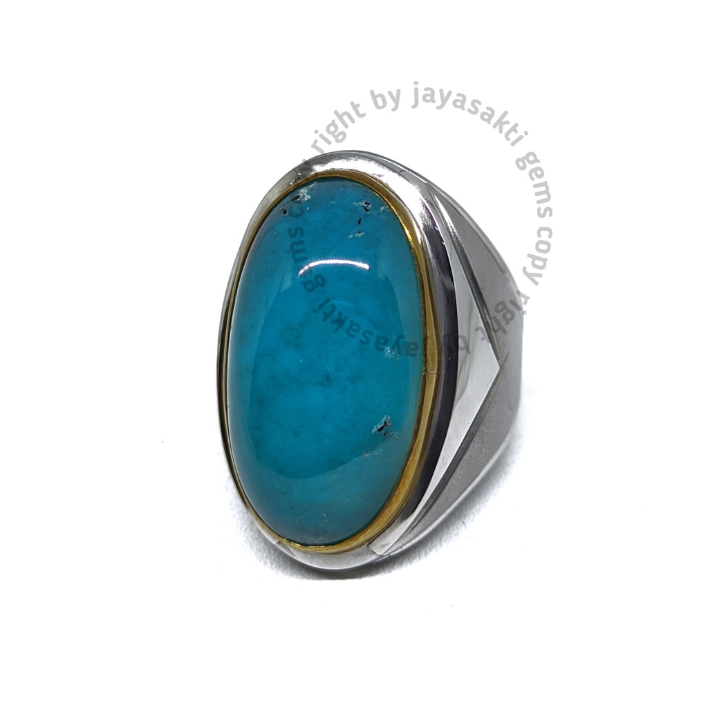 Natural Batu Akik Bacan Palamea Kristal Tembus Ring Monel BPM03