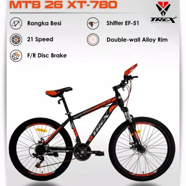 Sepeda gunung MTB 26 TREX XT 780 21 speed