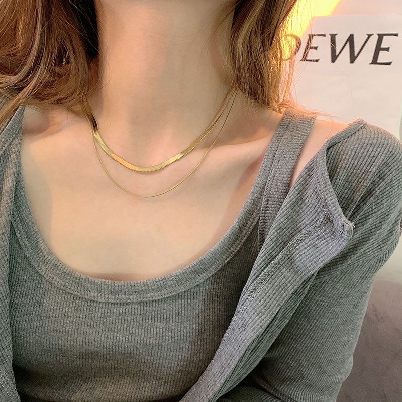 Snake Bone Chain Double-layer Necklace Accessories Short Style Clavicle Chain Simple Personality Trend