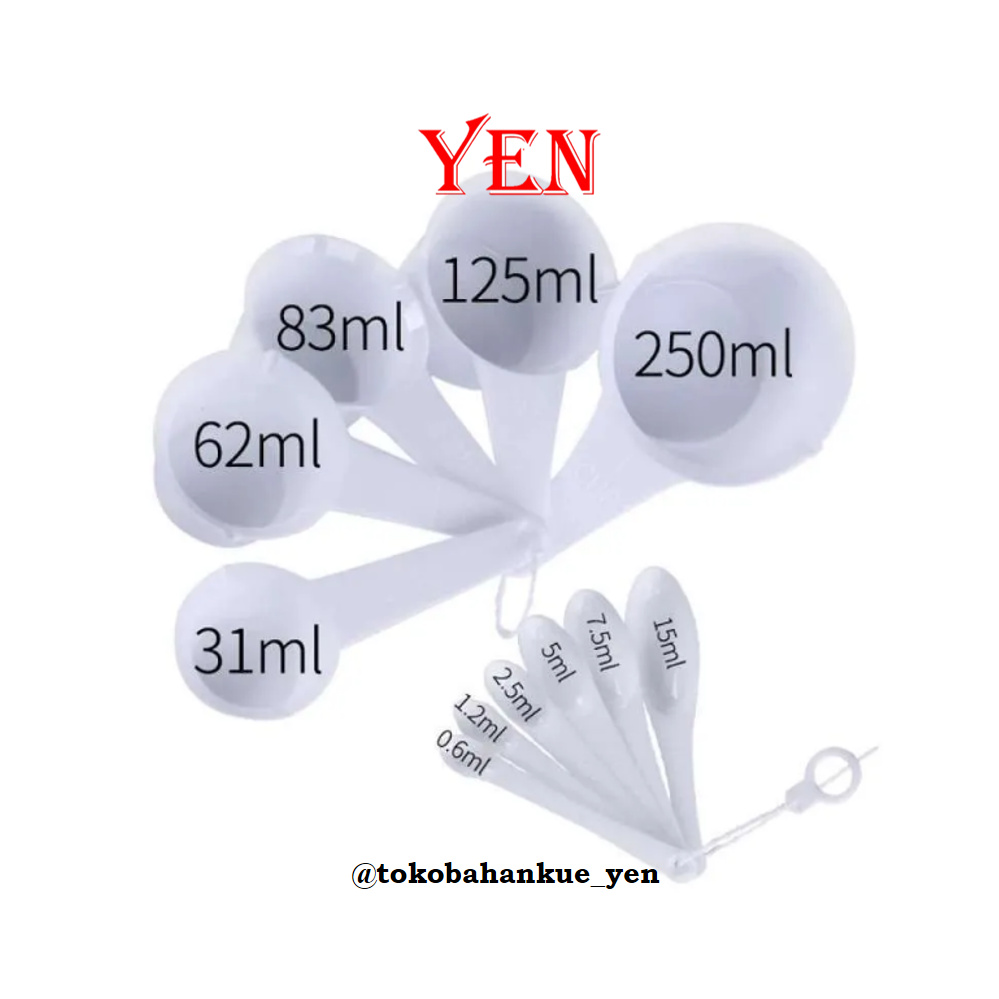 Sendok Takar Plastik Set = 11 in 1 / Sendok Kue / Measuring Spoon / Sendok Ukur Nastar / Measure