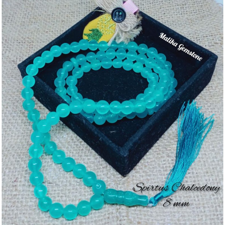 TASBIH BATU CHALCEDONY 99 BUTIR 8MM 100% NATURAL