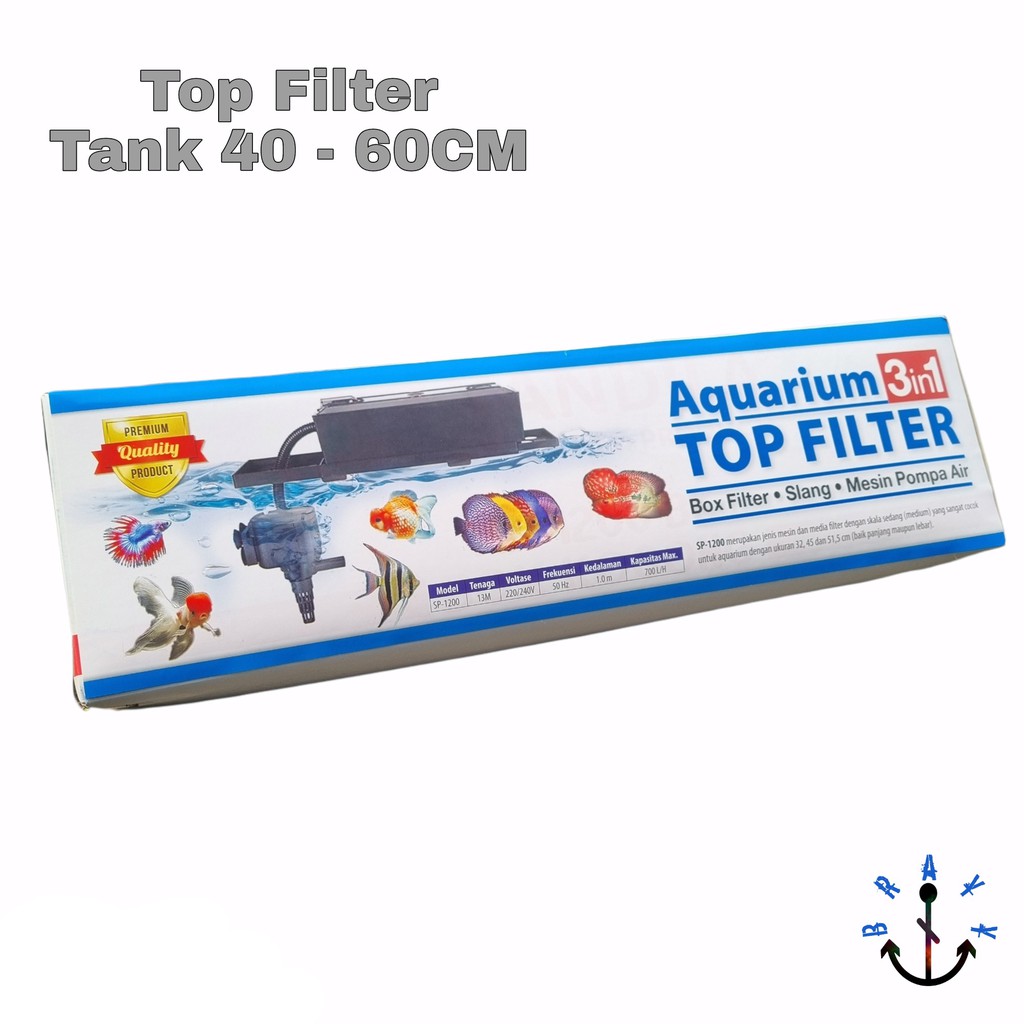 Mesin Pompa Aquarium Top Filter Box Komplit 3 in 1 Rosston 1200 Lengkap Gratis Busa