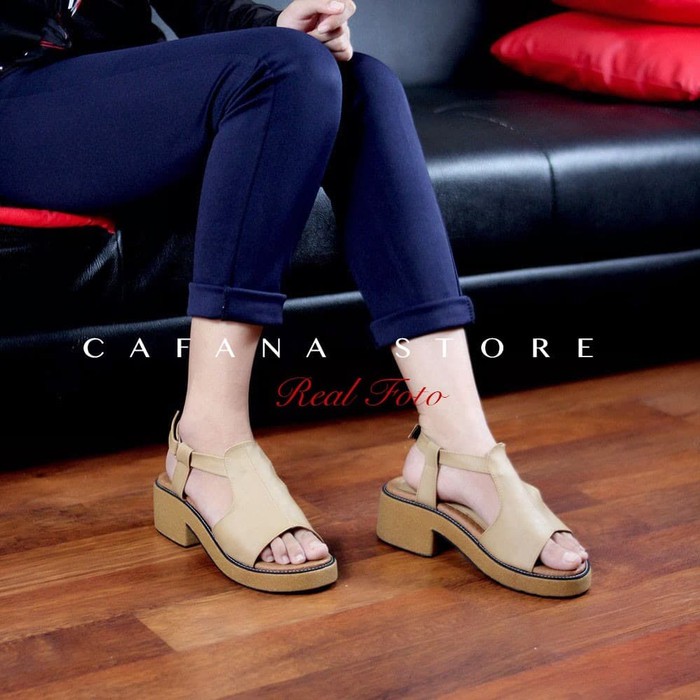 Homyped Linzy B55 Sandal Wedges Wanita Wedges Alona Putih Tinggi  FW952 Sandal Spon Premium Sdw344