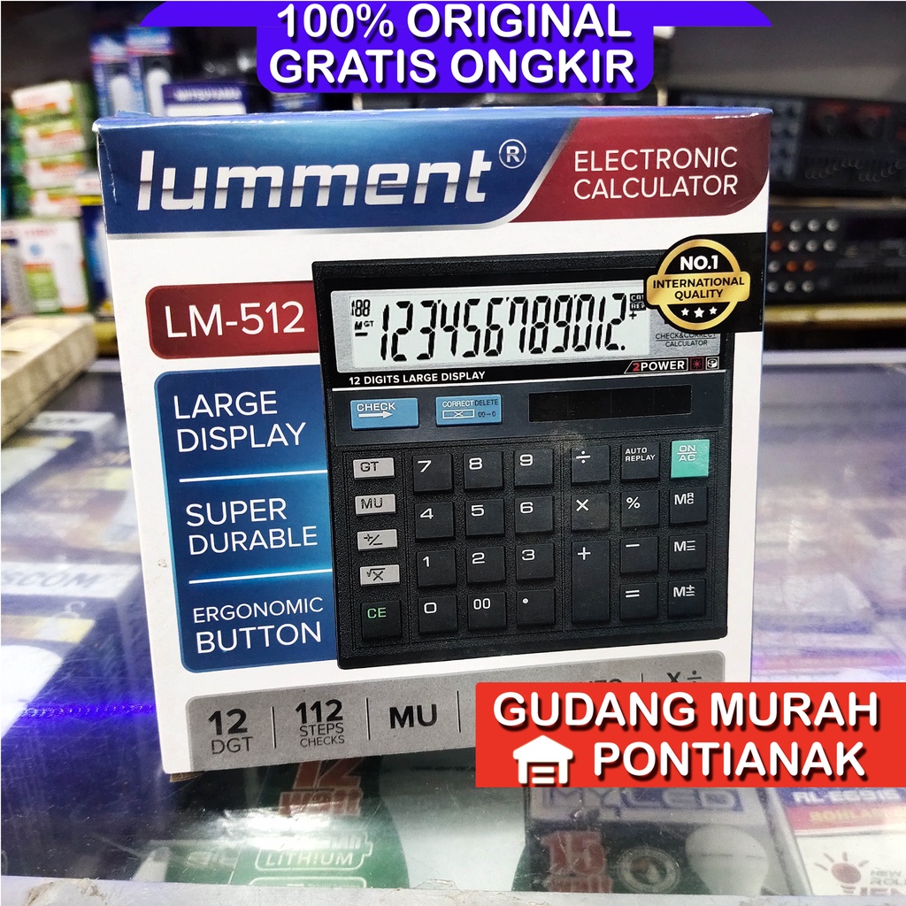 Kalkulator Lumment Besster Arashi 12 Digit Bisa Cek Ulang Layar Besar Auto Replay LM 512