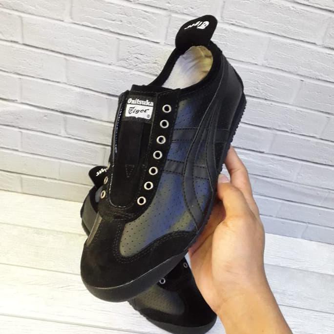 Diskon Onitsuka Tiger Slip On Leather Black MURAH