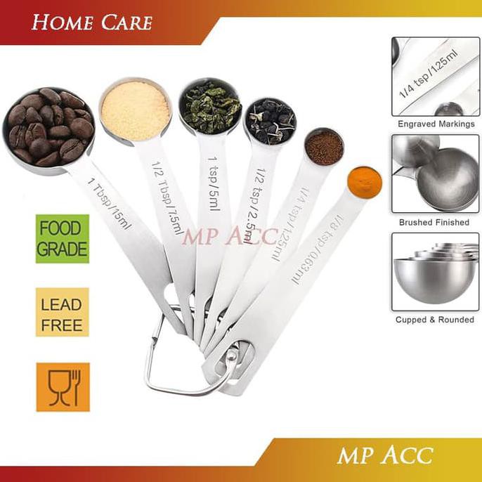 

Sendok Ukur Takar Stainless Steel 6pcs Masak Kue Dapur Kopi Teh Coffee SALE