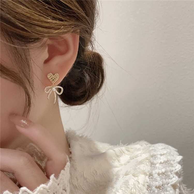 Anting Tusuk Silver S925 Gaya Korea Bentuk Hati Untuk Perhiasan Wanita