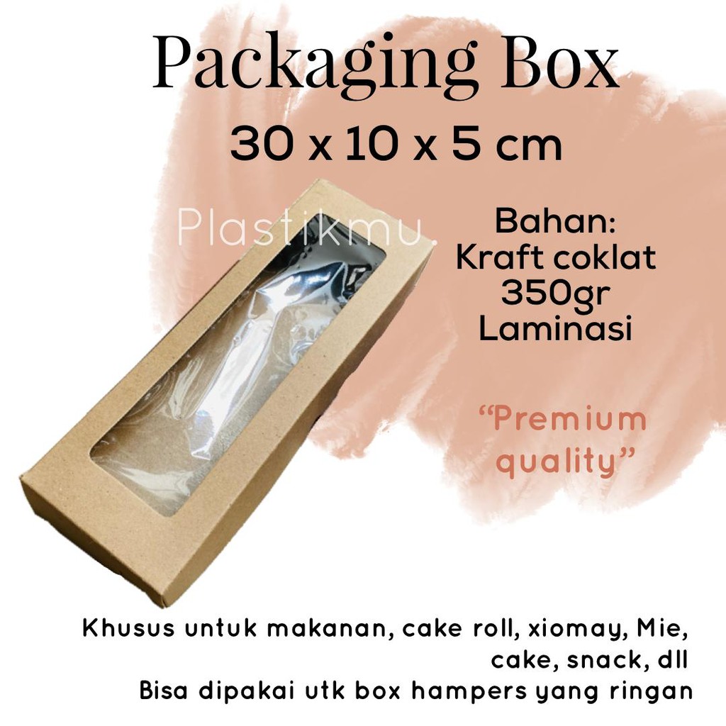 

BOX kraft coklat JENDELA untuk PACKING CAKE ROLL ROTI TART KUE BOX SNACK BROWNIES KARDUS 30x10x5