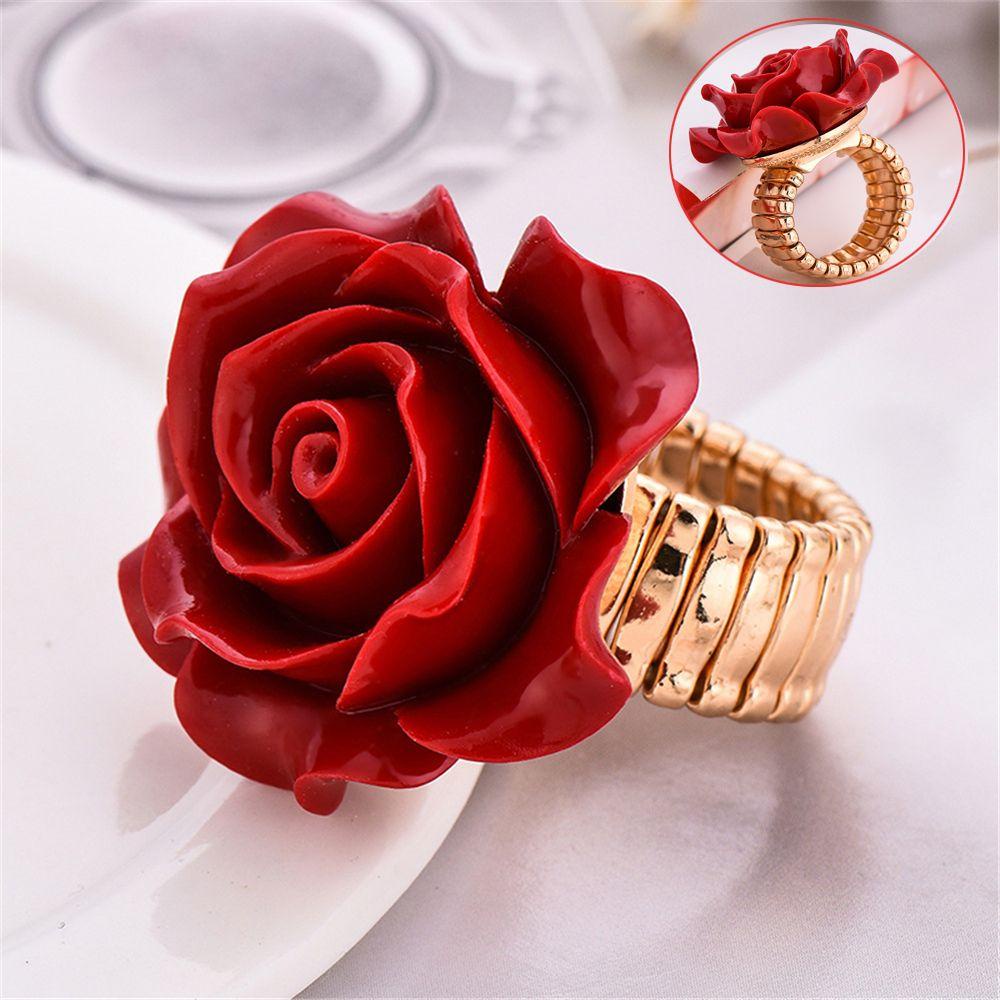 Chookyy Rose Cincin Wanita Bunga Floral Fashion Adjustable Statement