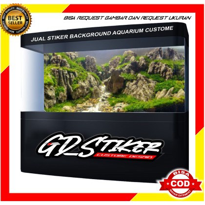 Background  Stiker Aquarium Wallpaper batu lumut batu Aquascape Stiker Aquarium Belakang