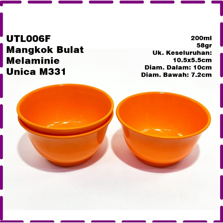 UTL006F Mangkok Bulat/Mangkok Sup/Mangkok Kuah Melaminie Unica M331