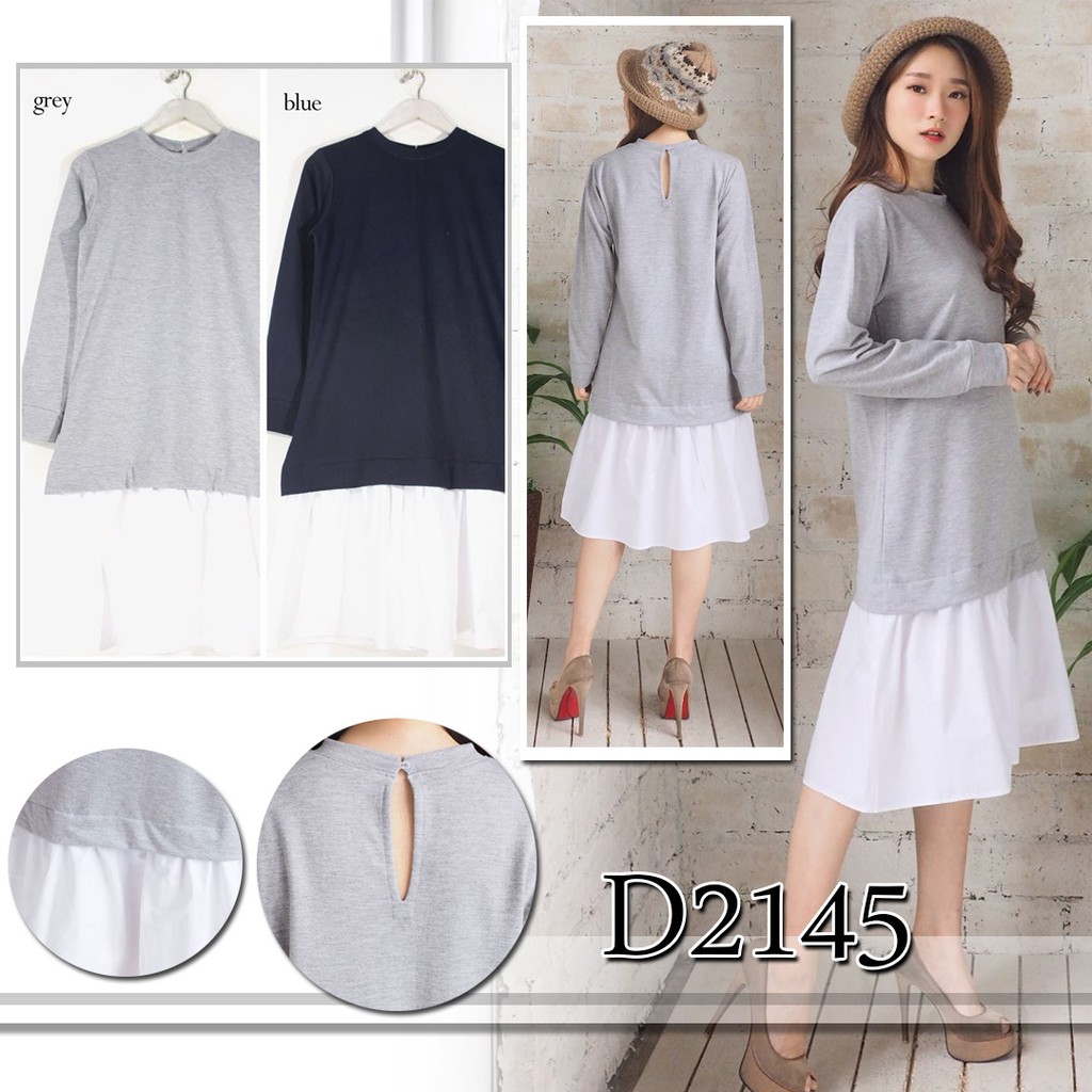 Baju casual midi long dress babyterry pergi jalan santai Baju casual midi long dress babyterry pergi jalan santai