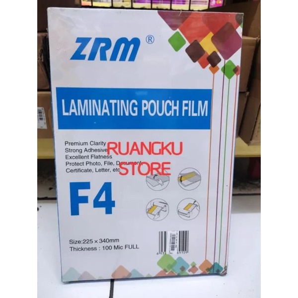 

Plastik Laminating Folio / A4 Murah Merk ZRM 100 Micron / Isi 100 Lembar / F4 225 x 340 mm