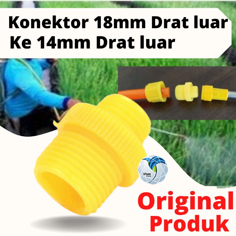 Konektor 18mm Drat luar ke 14mm Drat luar-konektor sambungan-drat sambungan selang ke sting tangki pertanian