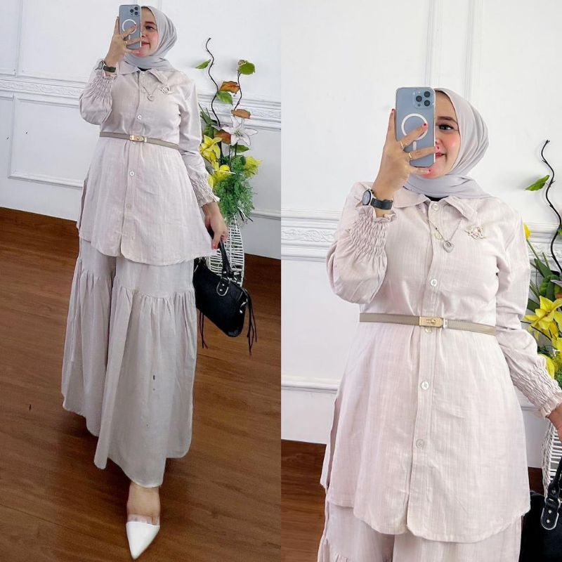 ⚡gamisno⚡one set wanita kekinian fashion muslim terbaru /set rok adila / one set fadiyah collection 