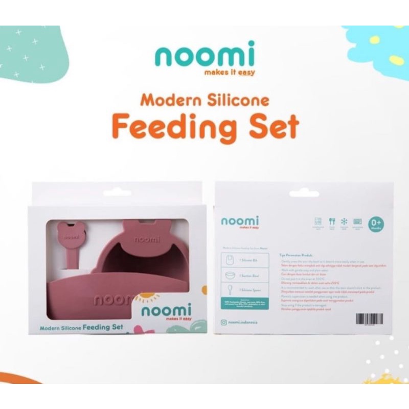 Noomi Modern Silicone Feeding Set Bib Tempat Makan Bayi Set Isi 3 Pcs