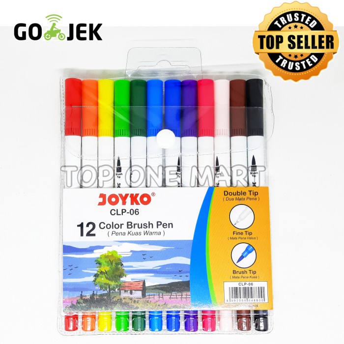

kaligrafi-perlengkapan- brush pen joyko clp 06 set (12pcs) -perlengkapan-kaligrafi.