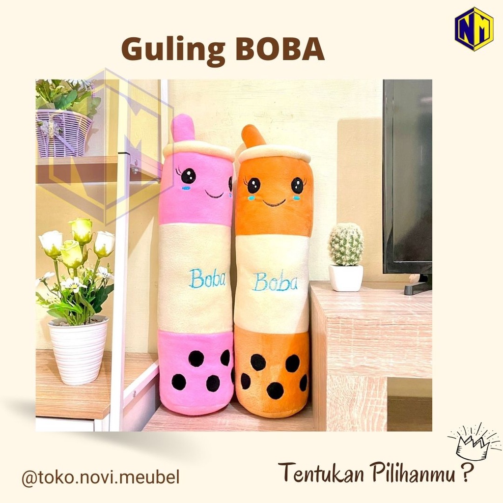 Guling Boneka Boba Milk Tea Kain Halus Tinggi 60cm Guling Boba Viral