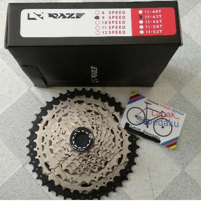 SPROKET RAZE 9 SPEED 11 - 42T SILVER SPROKET 9 SPEED SPROKET RAZE 11 - 42T SPROKET SLOP 9 SPEED 42T