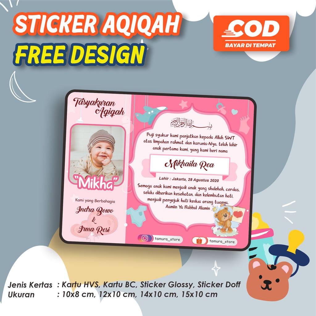 Stiker Aqiqah Sticker Kelahiran Tasyakuran Kelahiran Bayi