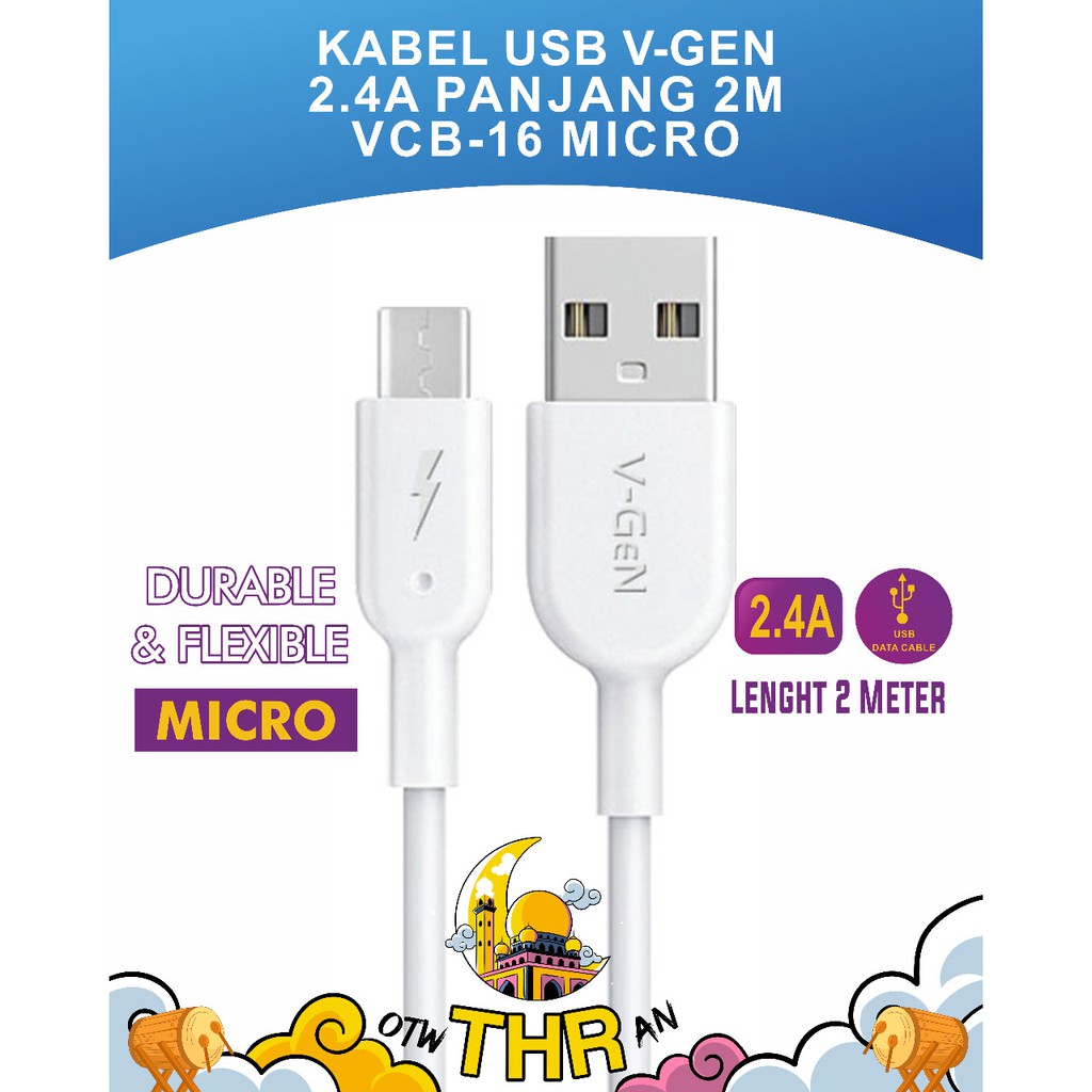 KABEL USB V-GEN 2.4A 2M VCB-16 MICRO