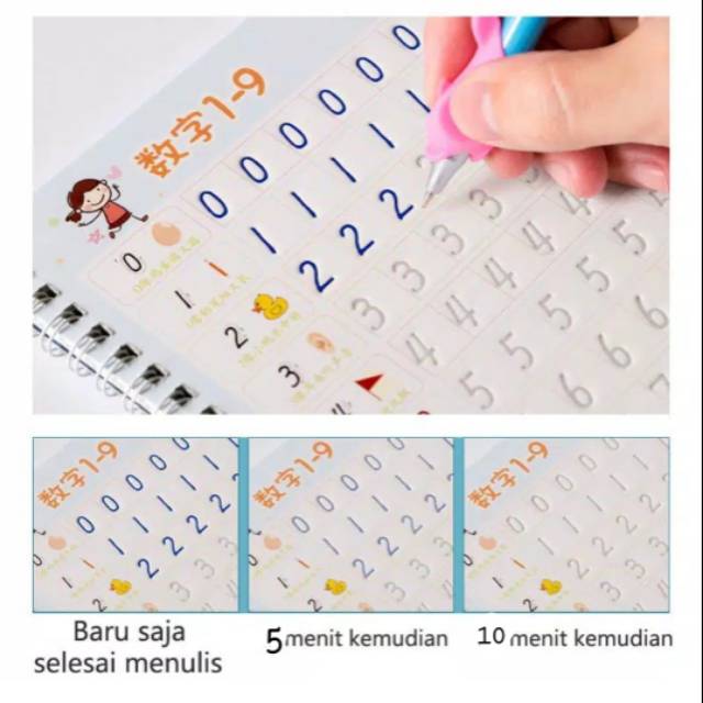 

4 set Buku belajar menulis abjad Tinta Bolpoin Bisa hilang sendiri
