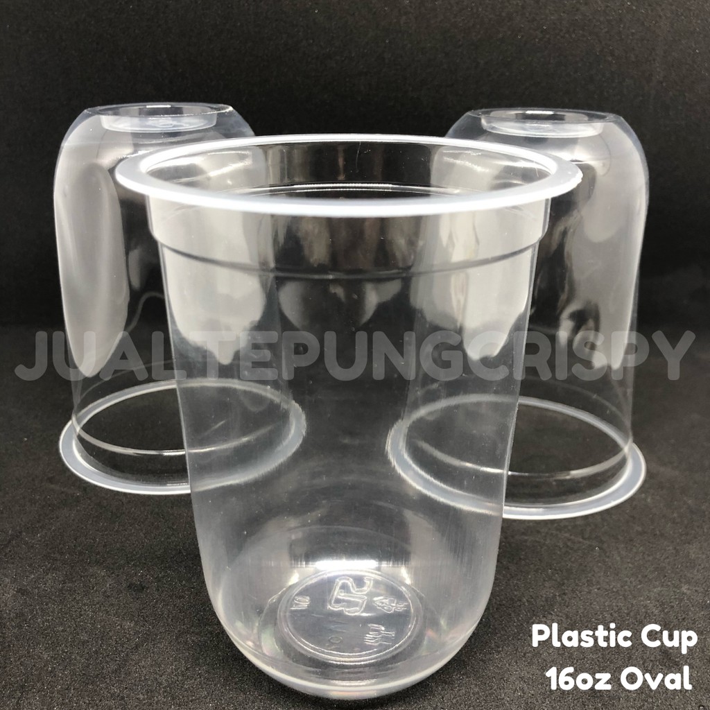 Gelas Plastik 16oz oval / Gelas Plastik Oval / Plastik Cup / Cup Minuman Tanpa Tutup