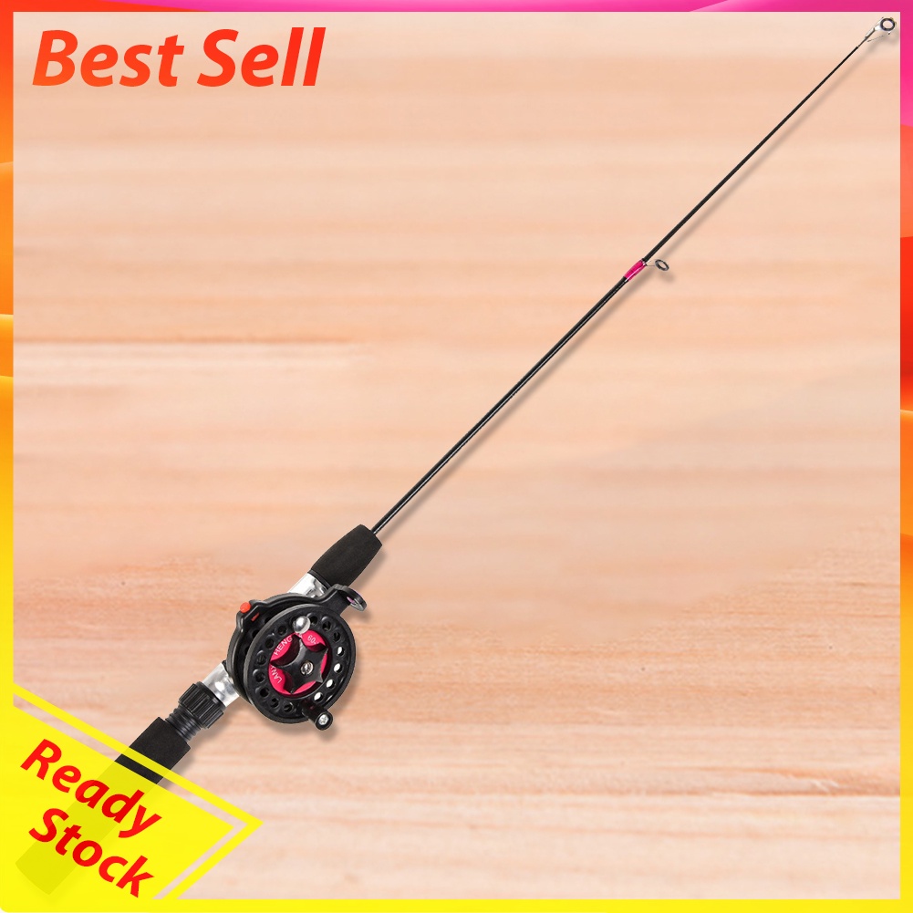 Winter Ice Fishing Rod Reel Combo Set 2 Sections Telescopic Fish Pole Wheel