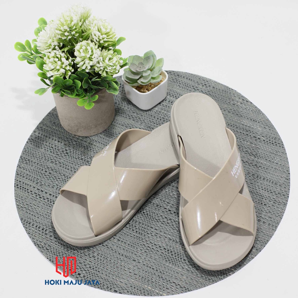 Sandal wanita tali silang minimalis slip on ringan HENGRUN 36 - 40