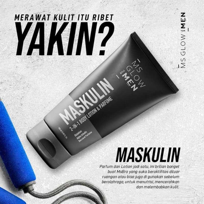 MS Glow Paket Lengkap Maskulin Perawatan Wajah Pria Mencerahkan dan Melembabkan Kulit Maskulin Body Lotion Sekaligu Parfume BPOM COD-4