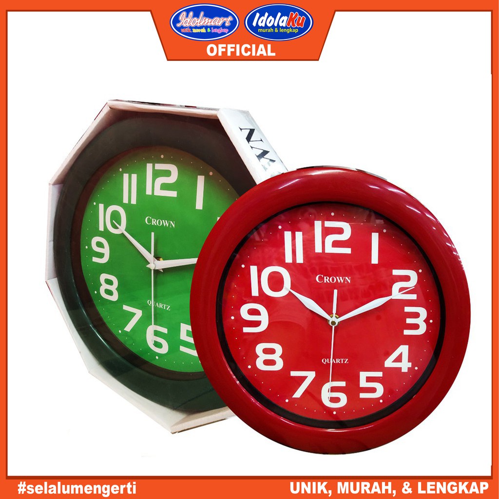 IDOLMART Jam Dinding CROWN 3401 Color Diameter 30cm Jam Dinding Basic Warna Idolmart Surabaya