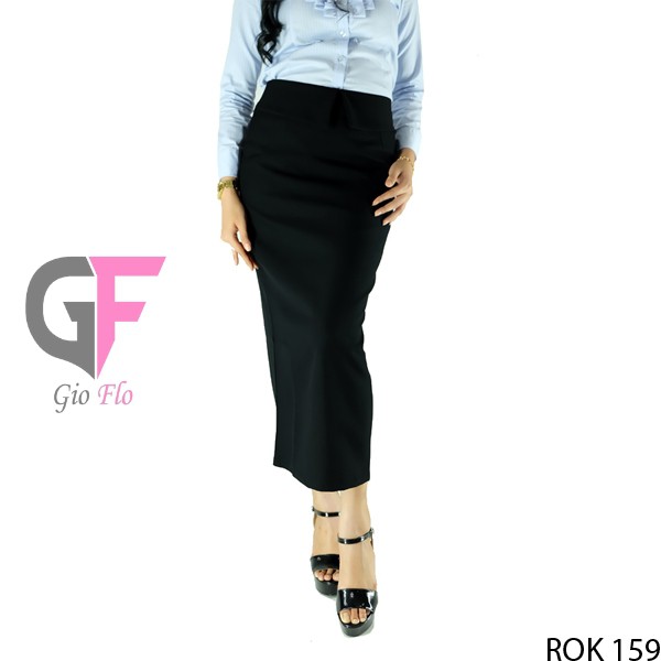 GIOFLO Bawahan Wanita Rok Hitam Panjang Black / ROK 159