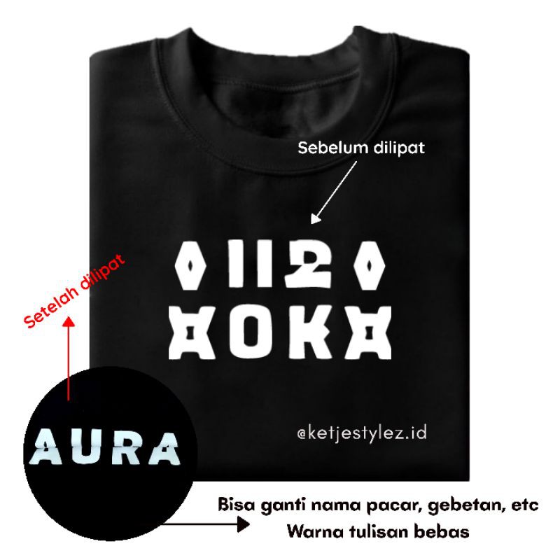 Kaos Custom Viral Ilusi lipat Nama Anti Bucin / Cetak Print Sablon Kaos Ilusi Lipat Nama Ketjebadai