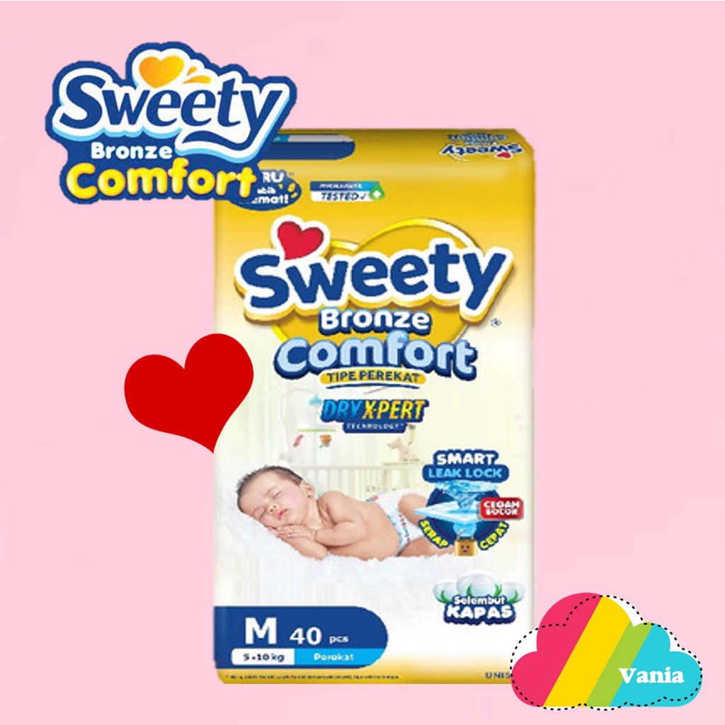 Sweety bronze comfort Dryxpert M40 Perekat M 40 popok baby baru lahir tape newborn M-40 dry xpert popok sekali pakai happy