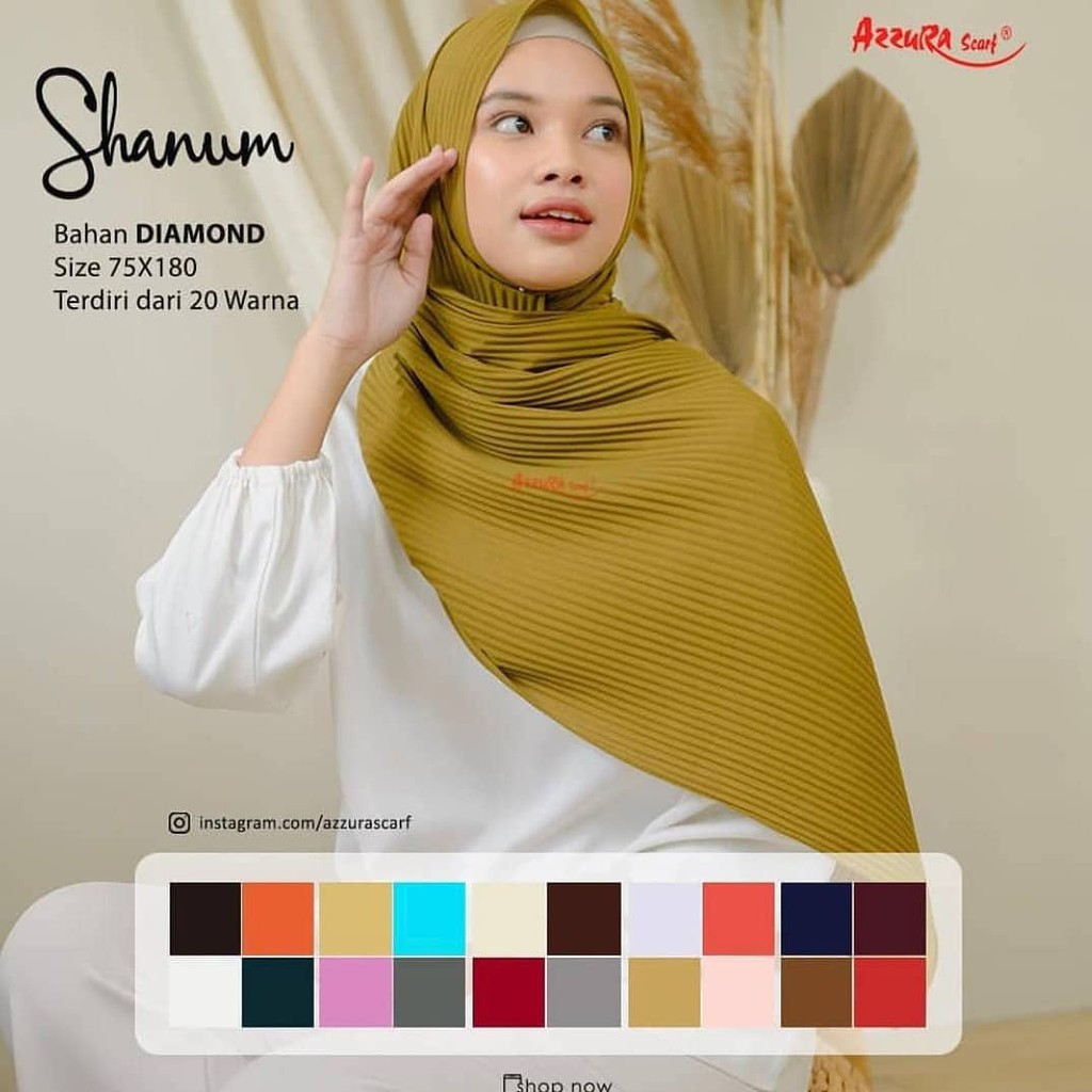 HIJAB PASHMINA SHANUM AZZURA SCARF PASMINA PLISKET SHAWL DIAMOND YASSMINNSHOP