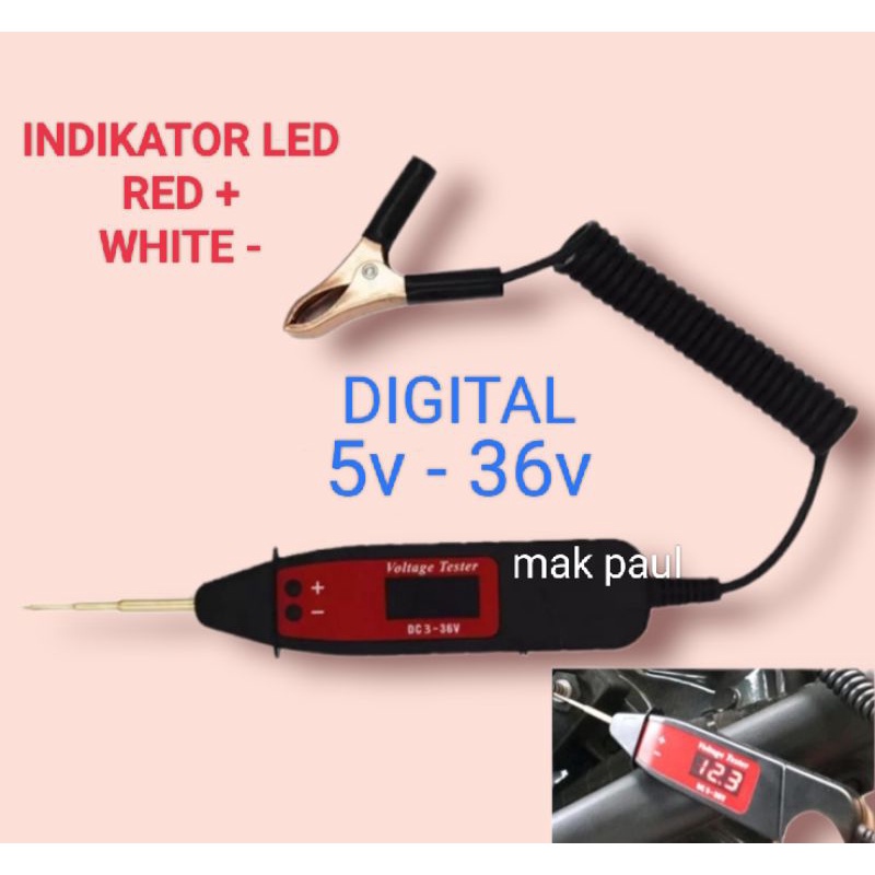 taspen dc tester digital 5 - 36 V  mudah mencari kabel motor mobil