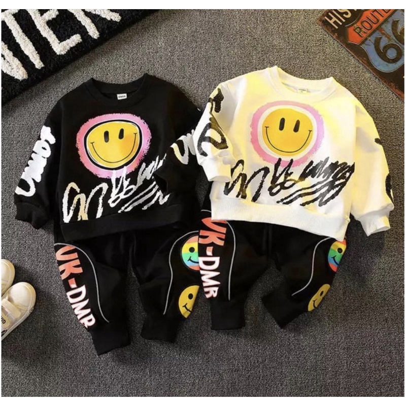 setelan sweater dan celana joger anak motif 1-5 tahun grosir
