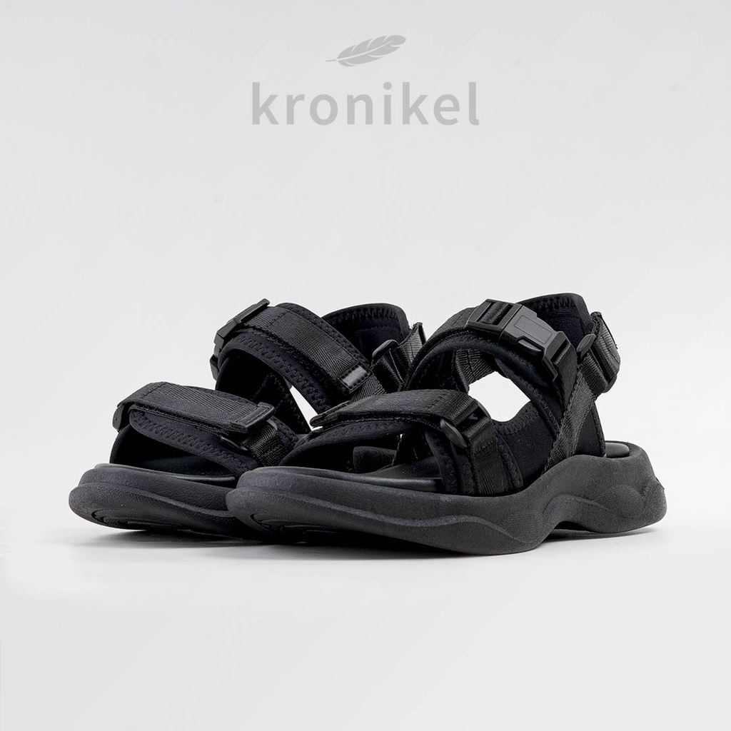 [PREMIUM LOKAL BRAND] KRONIKEL PROJECT // LEVI 2-in-1 Sandals - Full Black