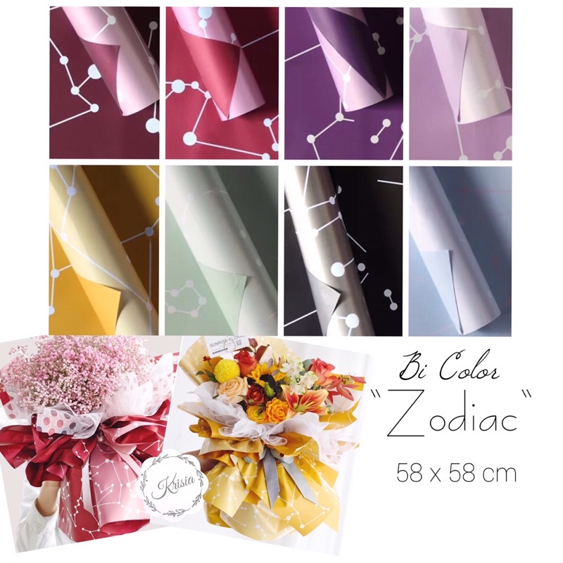 FLOWER WRAPPING “BI COLOR ZODIAC” CELLOPHANE 58x58 CM  KERTAS BUNGA (ECER) KERTAS BUNGA WATERPROOF