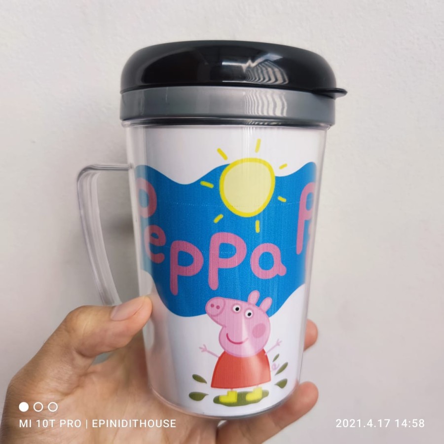 Peppa Pig Tumbler Kecil Botol Minum Mug Cangkir Plastik Anak Kartun
